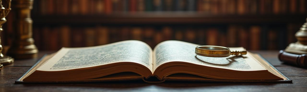 Close up of a vintage library table with quill and parchment